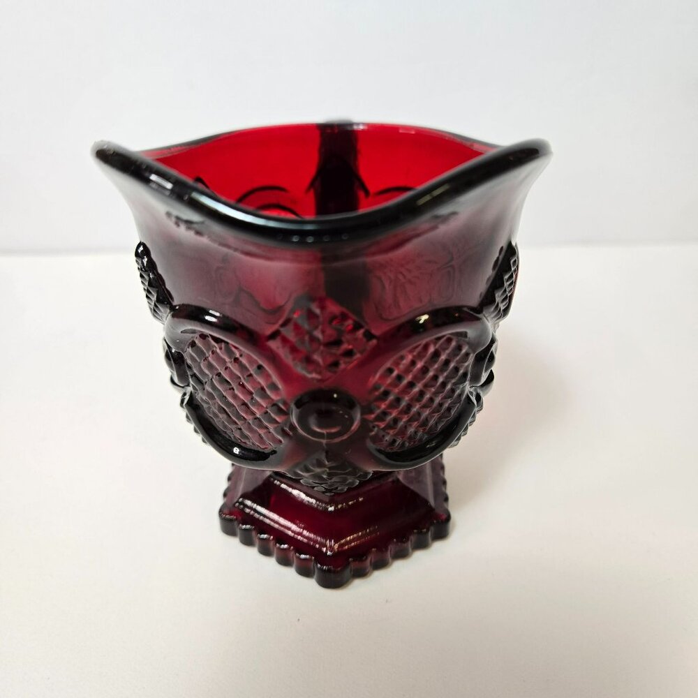 Vintage Avon 1876 Cape Cod Ruby Red Glass Creamer Bowl 4 In Holiday EUC - Picture 5 of 9